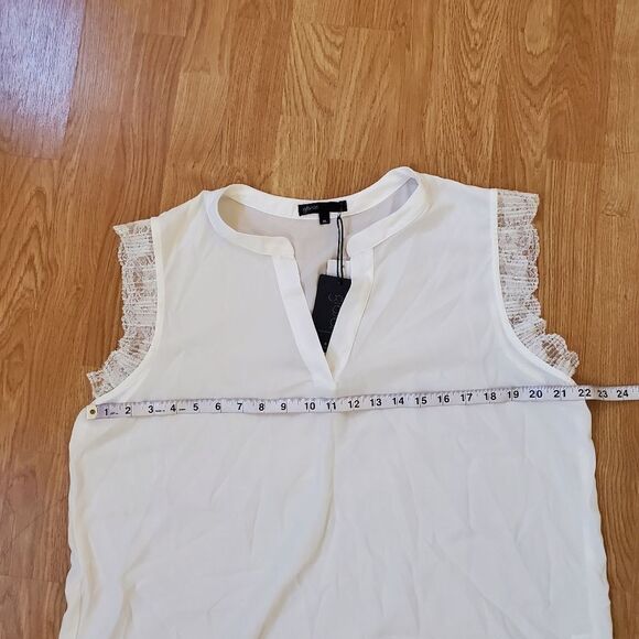 🌹 GIBSON x CITY SAFARI 🌹 NEW! Split Neck Lace Trim Top - [XL, White] - Picture 8 of 11